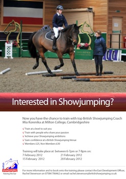 British Showjumping training at Milton College, Cambs.